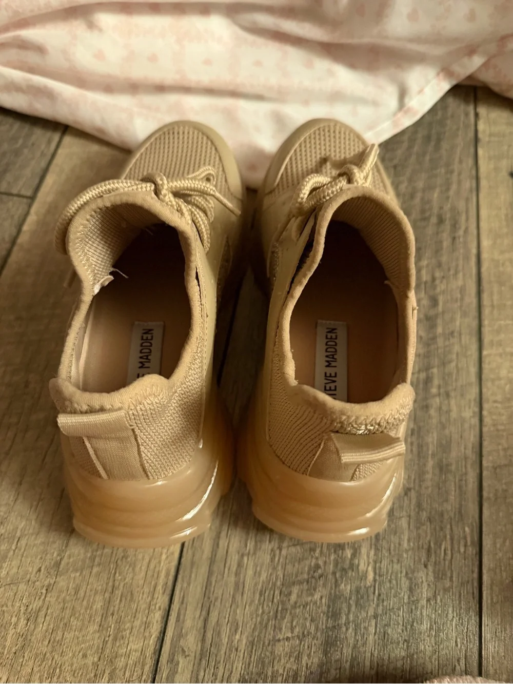Steve Madden Chunky Knit Lace-Up Sneakers in Tan